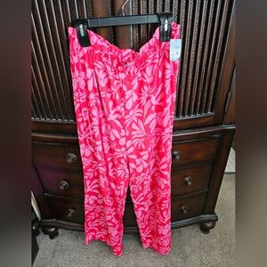 Shade & Shore Ruffle Waist Swim Cover Up Pants Floral L Nwt